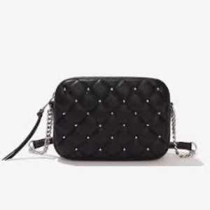 REBECCA MINKOFF Black Studded Vegan Leather Crossbody Black
